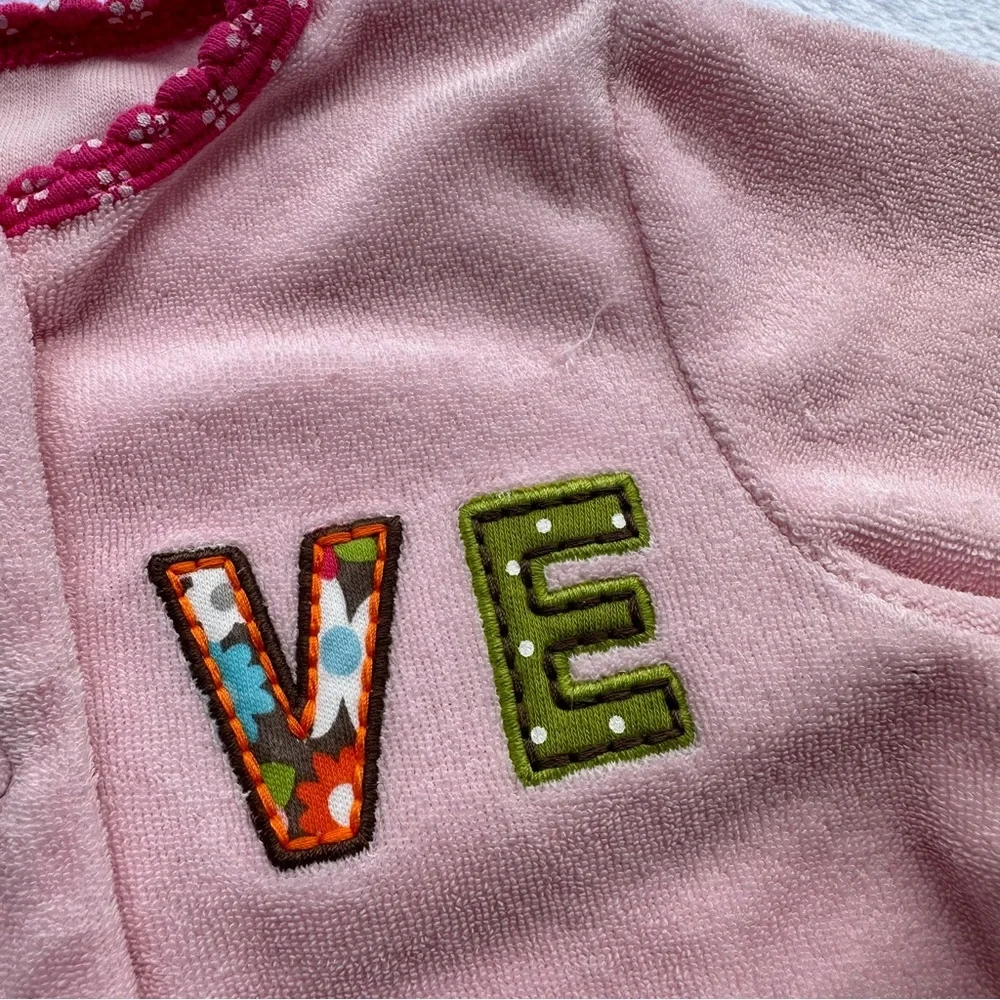 Carter’s Love Terrycloth Footed One Piece Pajamas in Light Pink - Size 9 Months